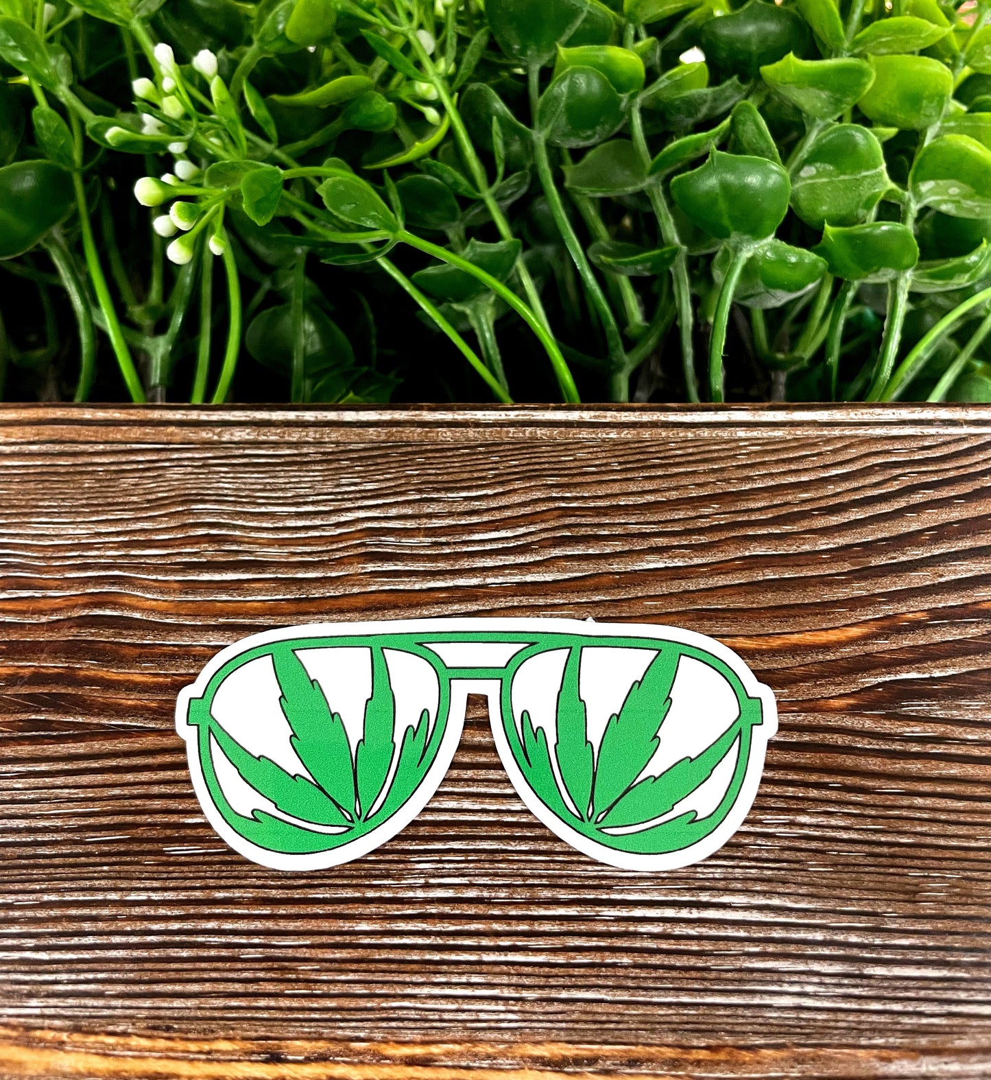 Cannabis Sunglasses, Die Cut Vinyl Sticker, , Boho Fun, Water Resistant |Sticker or Magnet