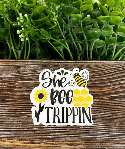 She Bee Trippin, Die Cut Vinyl Sticker, , Boho Fun, Water Resistant |Sticker or Magnet