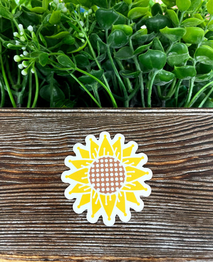 Yellow Sunflower, Die Cut Vinyl Sticker, , Boho Fun, Water Resistant |Sticker or Magnet