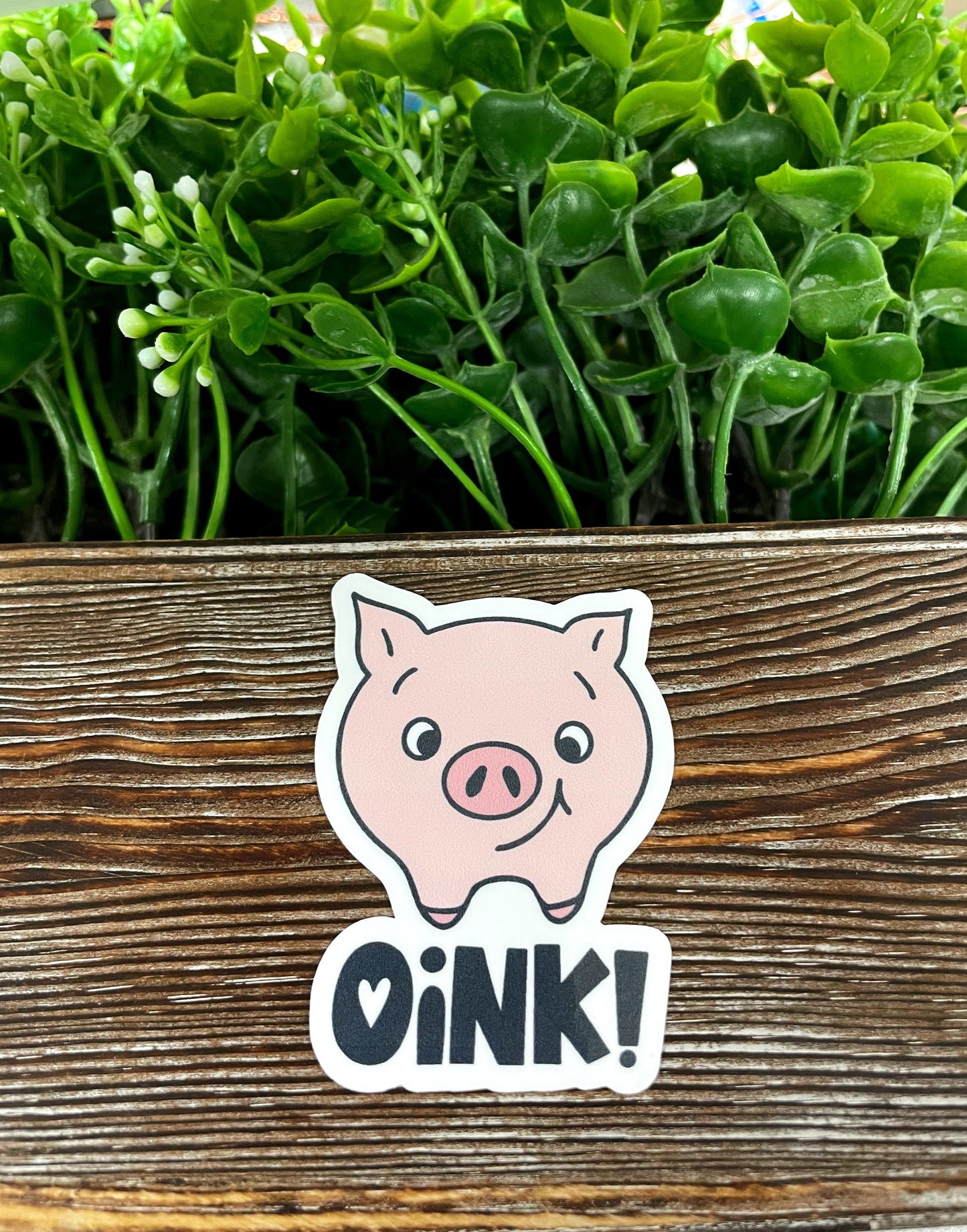 Pink Pig Oink, Die Cut Vinyl Sticker, , Boho Fun, Water Resistant |Sticker or Magnet