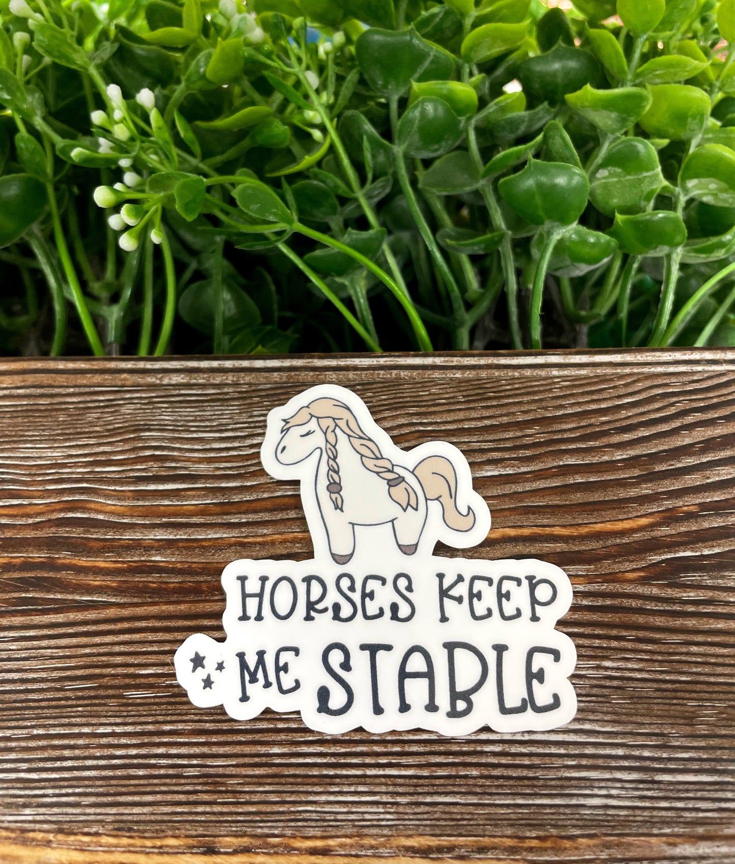 Horses Keep Me Stable, Die Cut Vinyl Sticker, , Boho Fun, Water Resistant, 90s Nostalgia |Sticker or Magnet