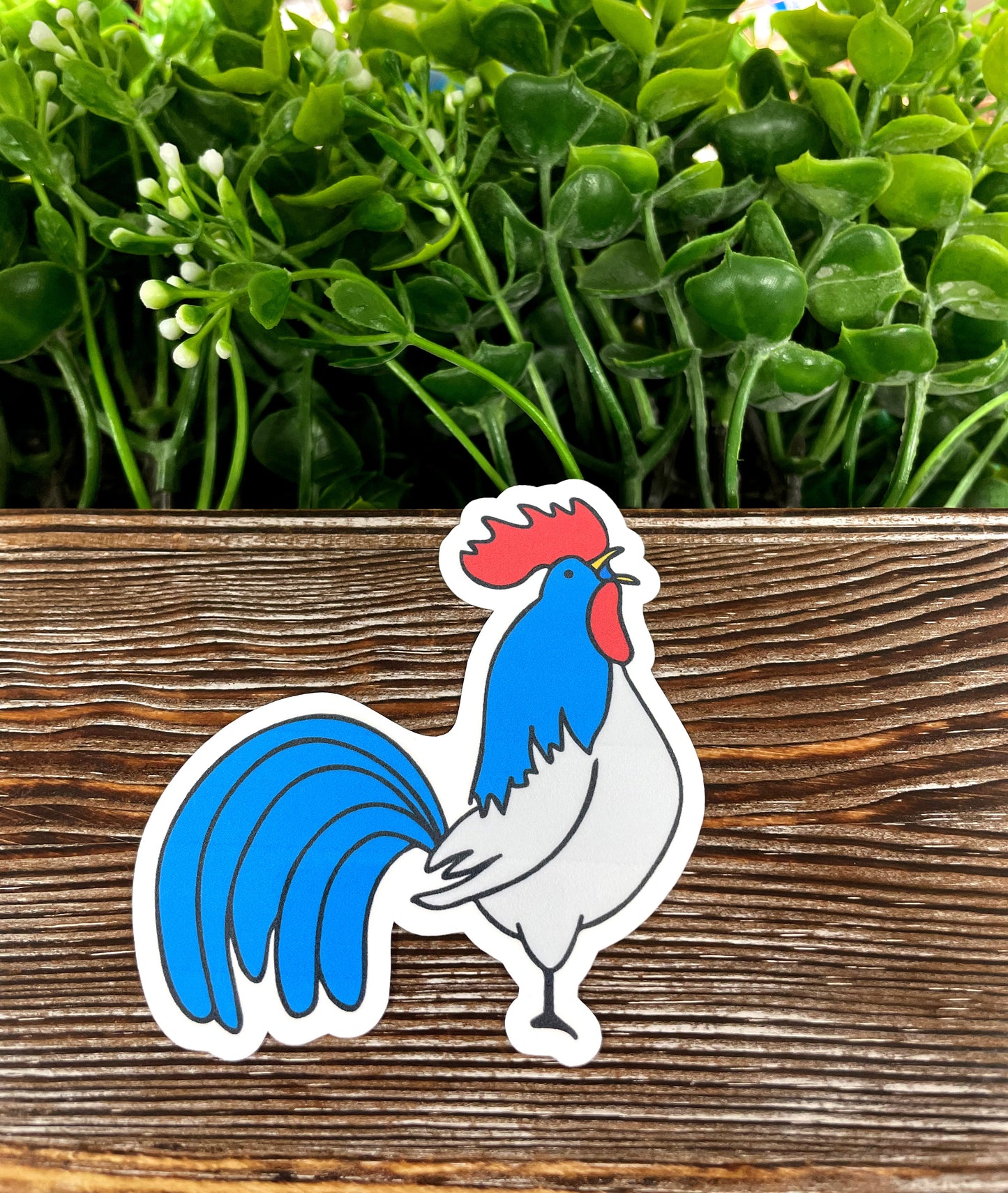 Blue Rooster, Die Cut Vinyl Sticker, , Boho Fun, Water Resistant |Sticker or Magnet