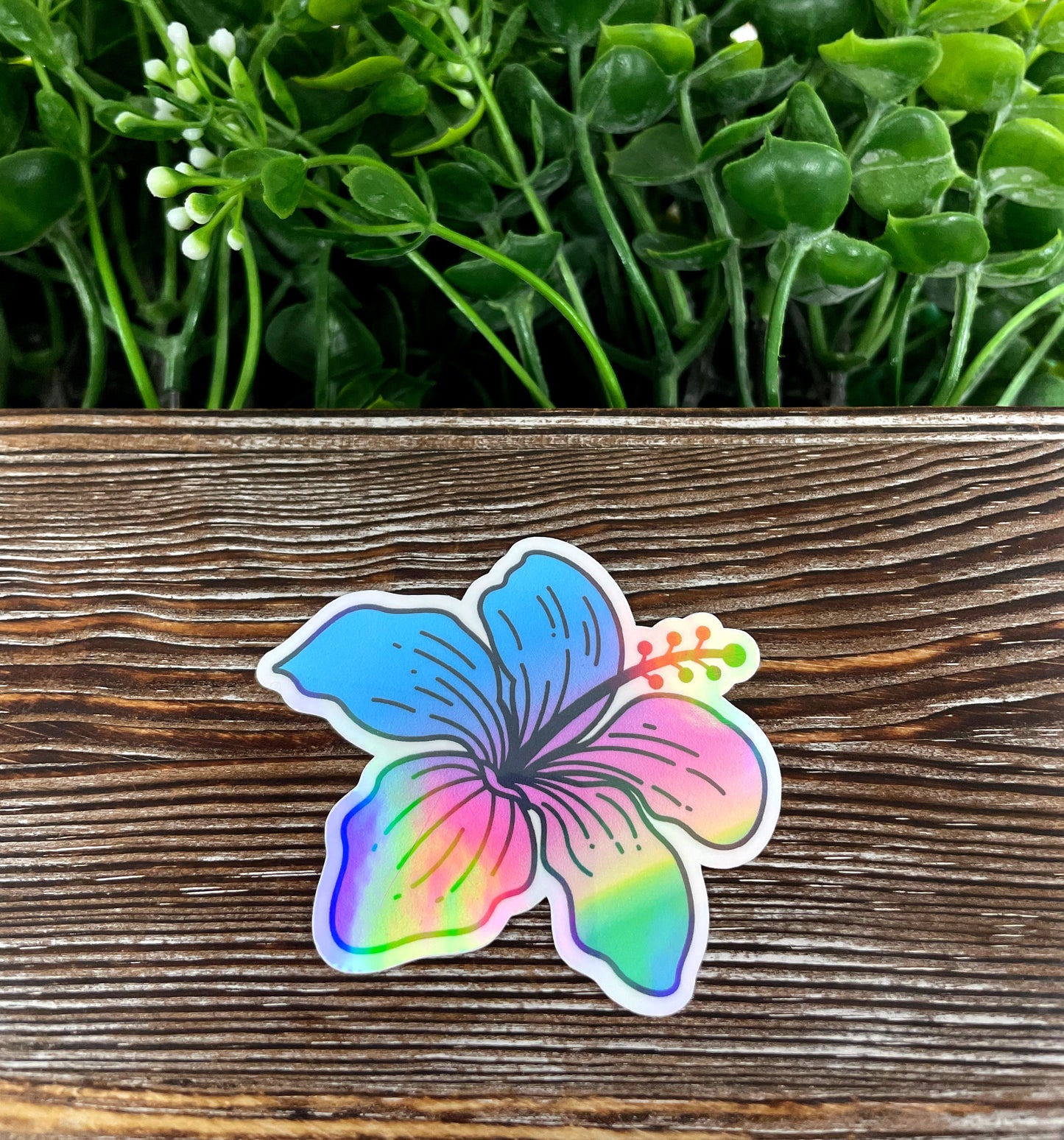 Holographic Watercolor Flower, Die Cut Vinyl Sticker, , Boho Fun, Water Resistant |Sticker or Magnet