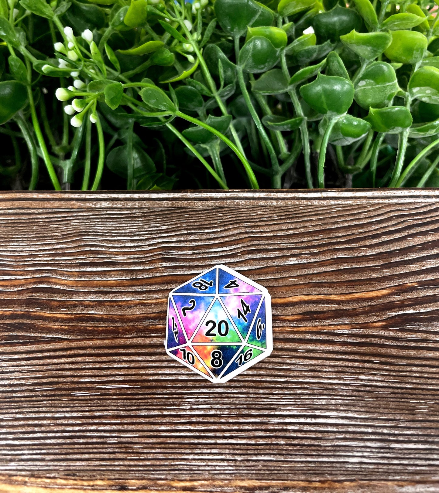 Galaxy D20 Dice, Die Cut Vinyl Sticker, , Boho Fun, Water Resistant |Sticker or Magnet