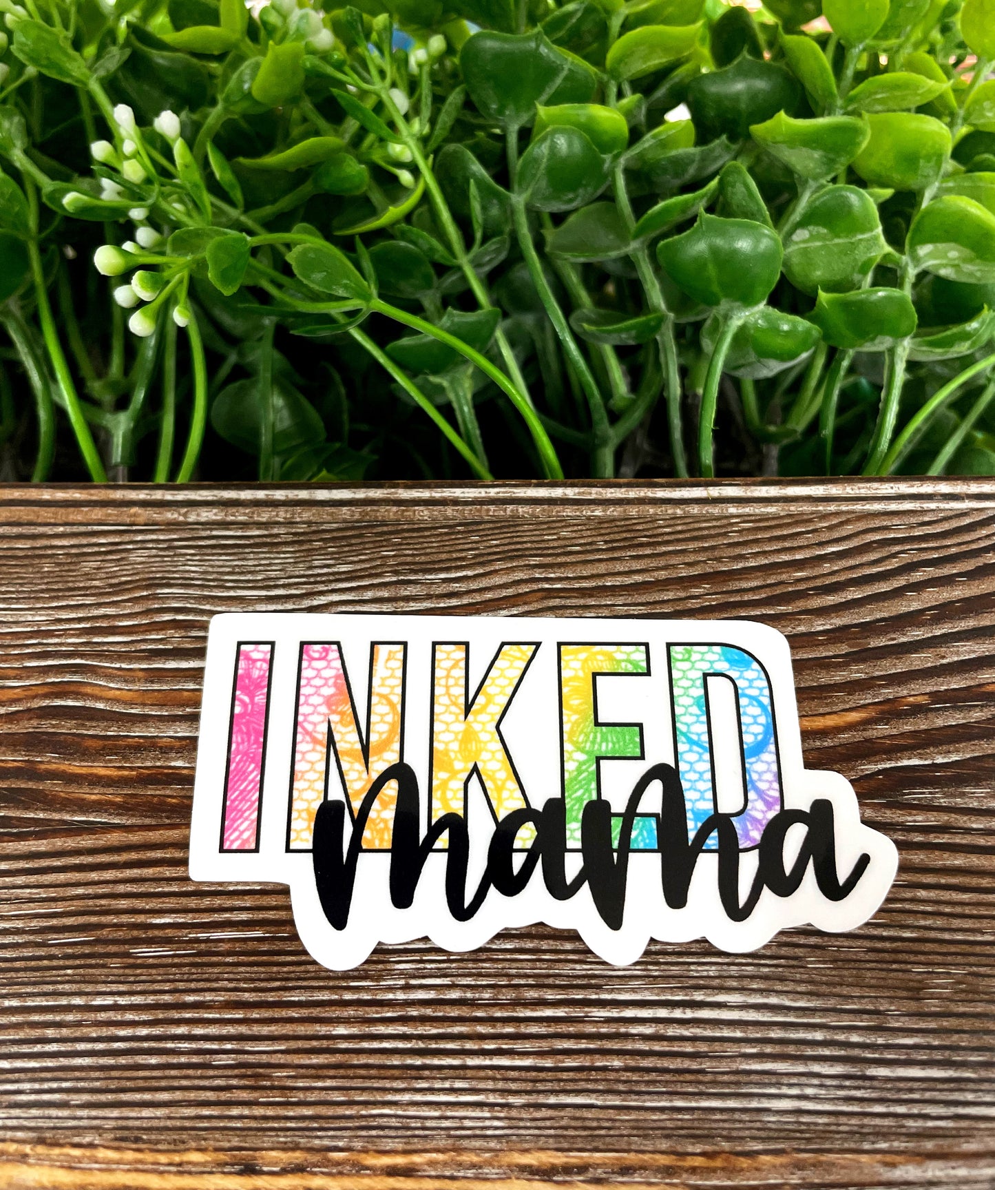 Colorful Inked Mama, Die Cut Vinyl Sticker, Boho Fun, Water Resistant, Tattooed Tattoos |Sticker or Magnet