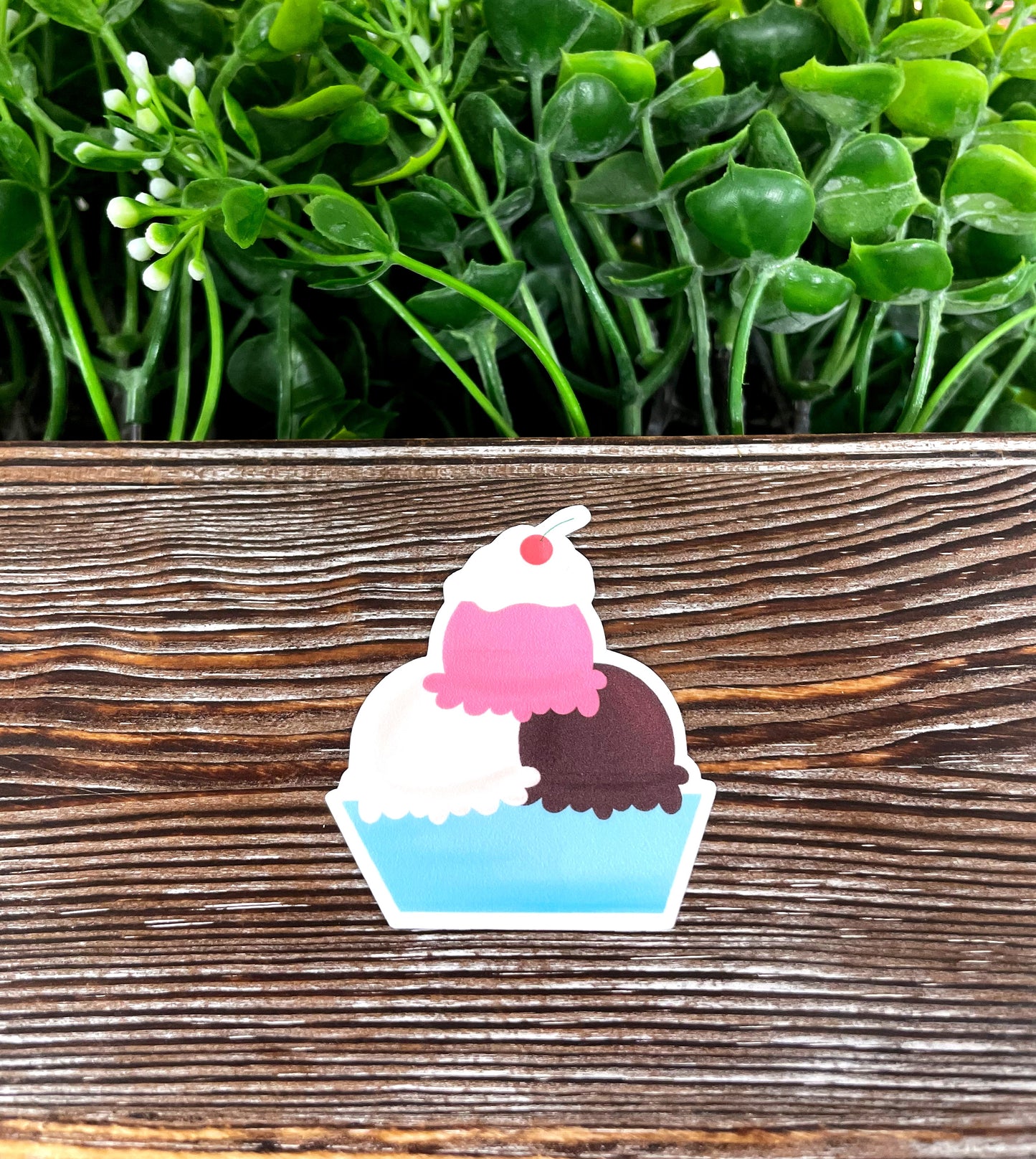 Neapolitan Ice Cream Sundae Sticker |Sticker or Magnet