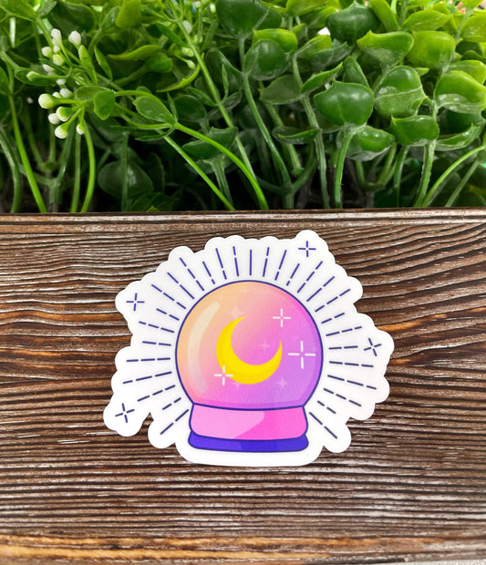Magical Purple Crystal Ball, Die Cut Vinyl Sticker, , Boho Fun, Water Resistant |Sticker or Magnet