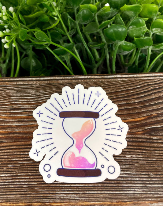 Magical Purple Hourglass, Die Cut Vinyl Sticker, , Boho Fun, Water Resistant |Sticker or Magnet