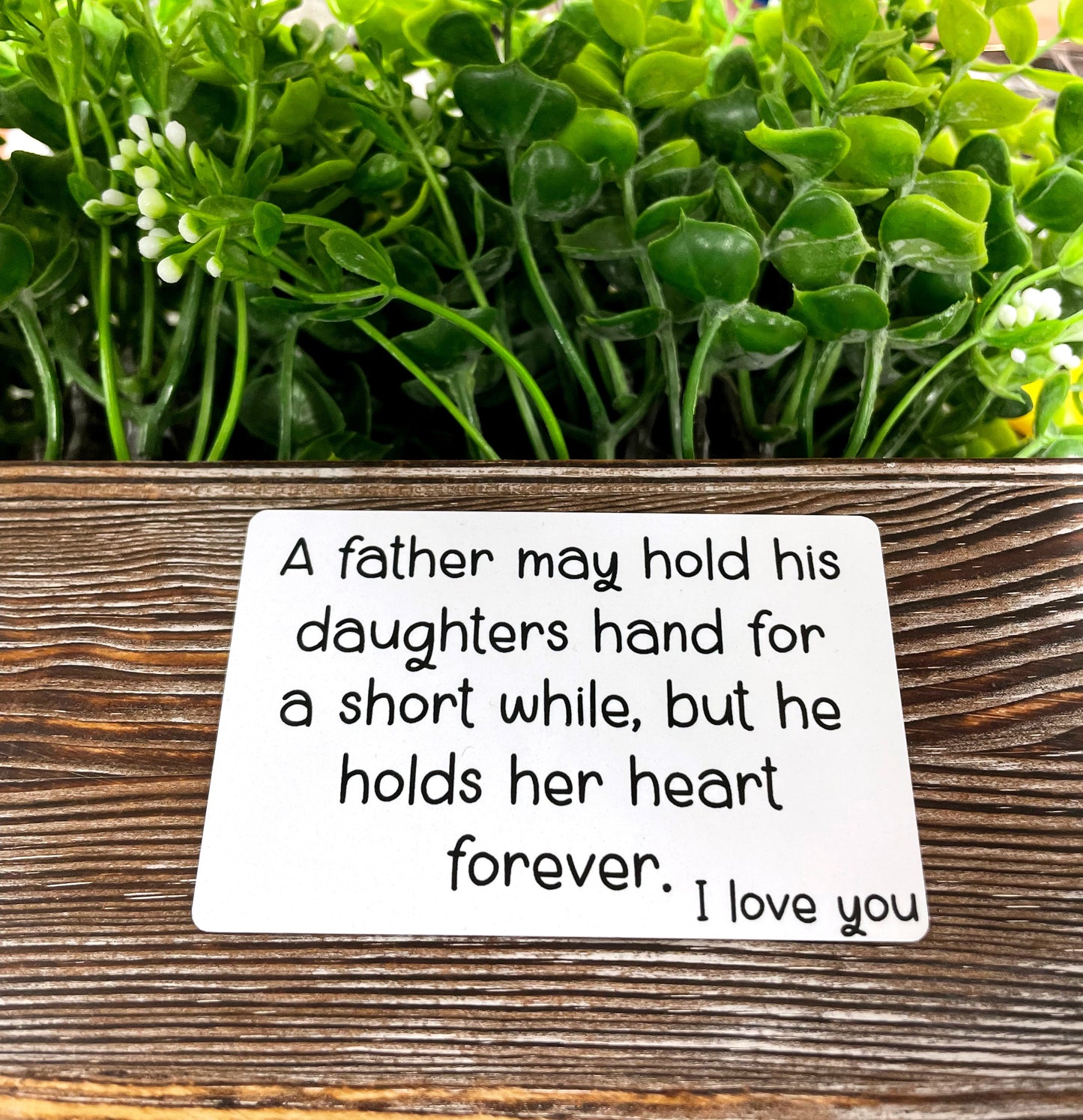 Fathers Day Wallet Card, Sublimation, Pearly White Metal,  Message - Handmade by Marlayna