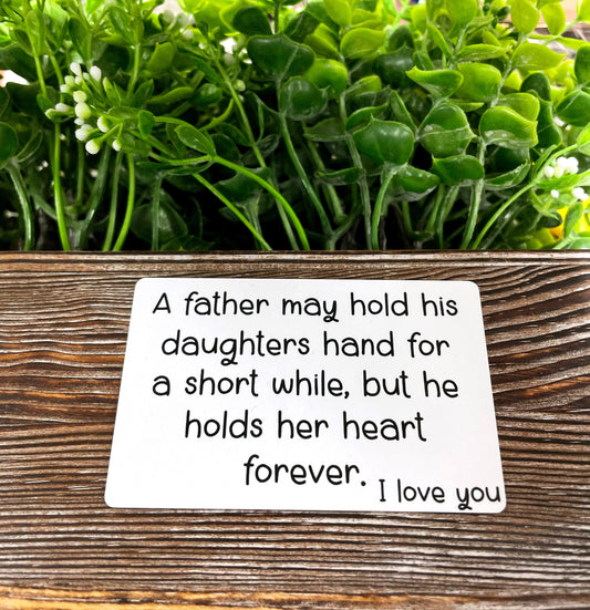 Fathers Day Wallet Card, Sublimation, Pearly White Metal,  Message - Handmade by Marlayna