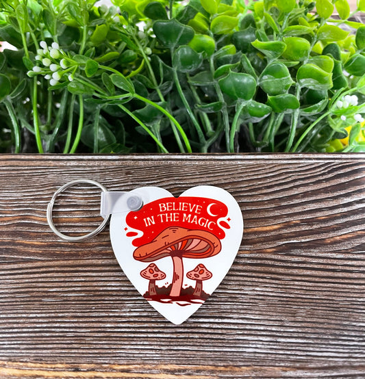 Believe in the Magic, MDF Heart Keychain, , Boho Fun, Sublimation - Handmade by Marlayna