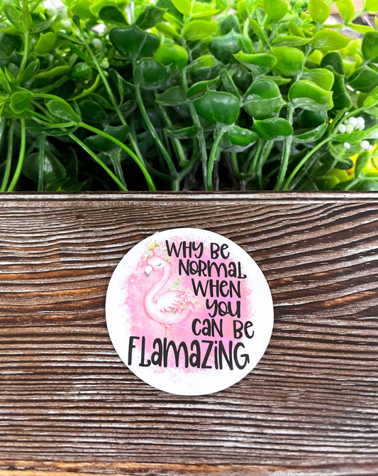 Why be Normal When you can be Flamazing Flamingo, Die Cut Vinyl Sticker, , Boho Fun, Water Resistant |Sticker or Magnet