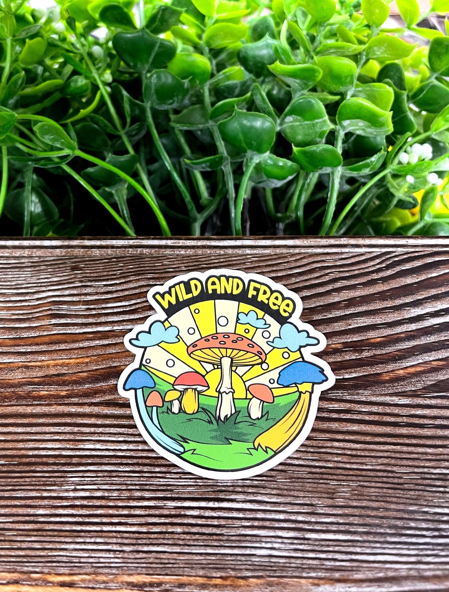 Wild and Free Sticker, Vinyl Decal, Water Resistant, Hippie Boho Love, Mushroom Sticker, Fungi Sticker |Sticker or Magnet