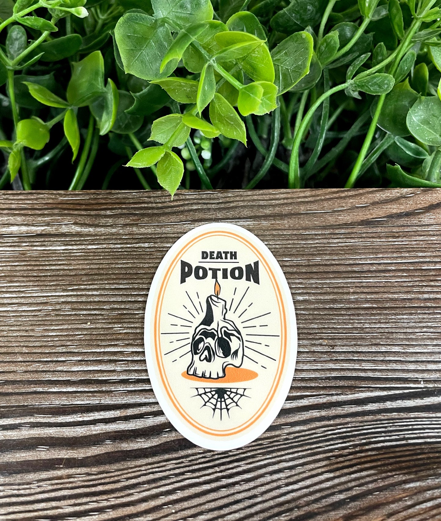 Death Potion Label, Die Cut Vinyl Sticker, Skull and Candle, Boho Fun, Water Resistant, Halloween Spooky |Sticker or Magnet