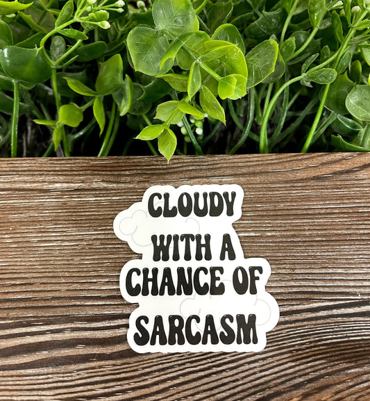 Cloudy with a Chance of Sarcasm, Die Cut Vinyl Sticker, Boho Fun, Water Resistant, Snarky Sarcasm Witty Quote |Sticker or Magnet