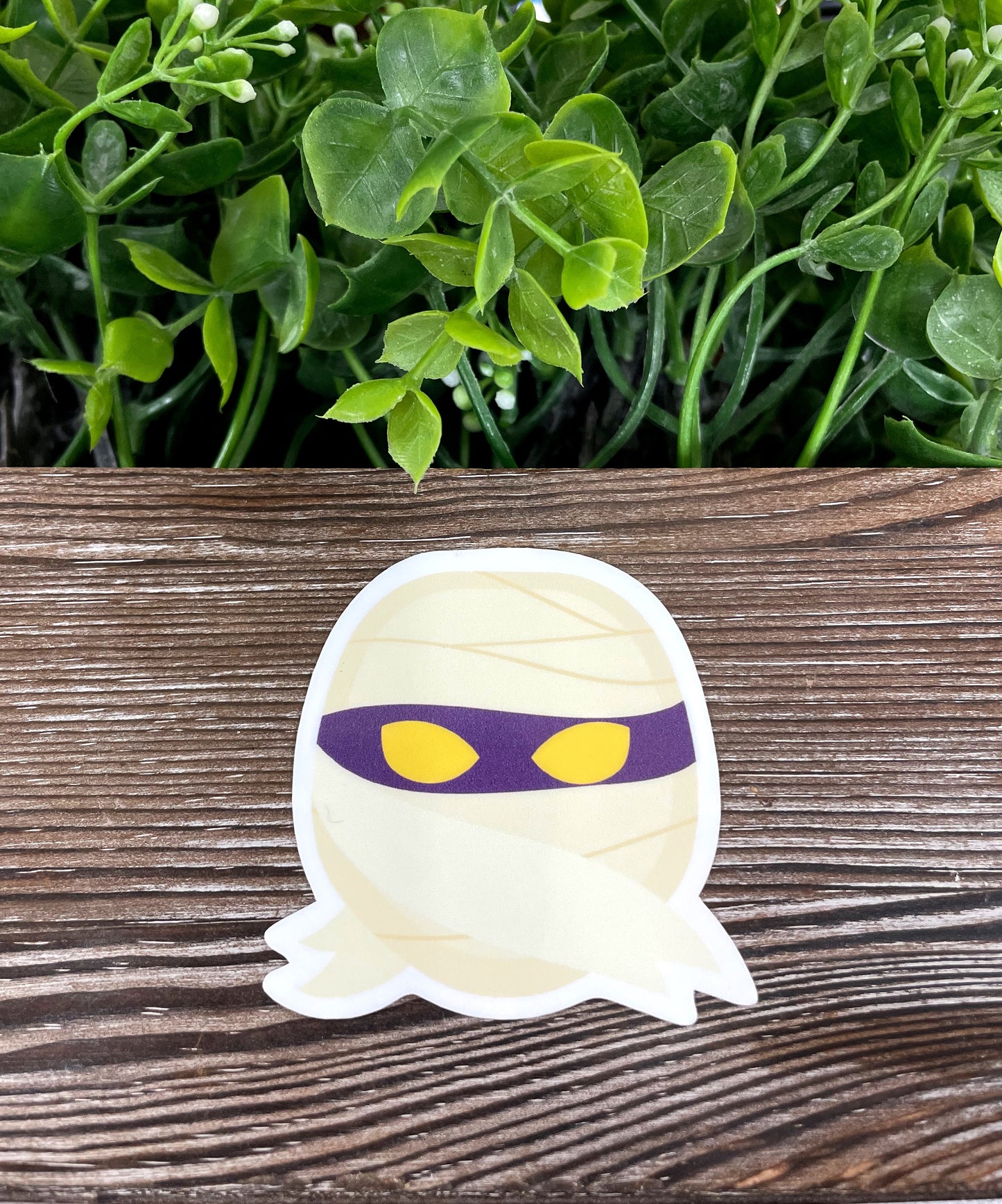 Mummy Costume, Die Cut Vinyl Sticker, Boho Fun, Water Resistant, Halloween Spooky Party Character |Sticker or Magnet