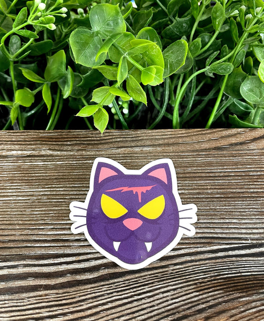 Black Cat Costume, Die Cut Vinyl Sticker, Boho Fun, Water Resistant, Halloween Spooky Party Character |Sticker or Magnet