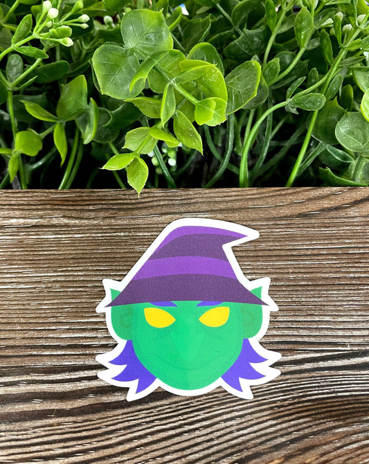 Witch Costume, Die Cut Vinyl Sticker, Boho Fun, Water Resistant, Halloween Spooky Party Character |Sticker or Magnet
