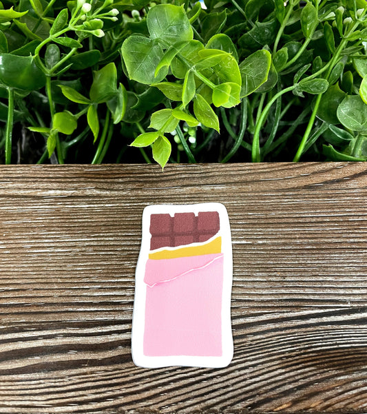 Graphic Chocolate Bar, Die Cut Vinyl Sticker, Boho Fun, Water Resistant |Sticker or Magnet
