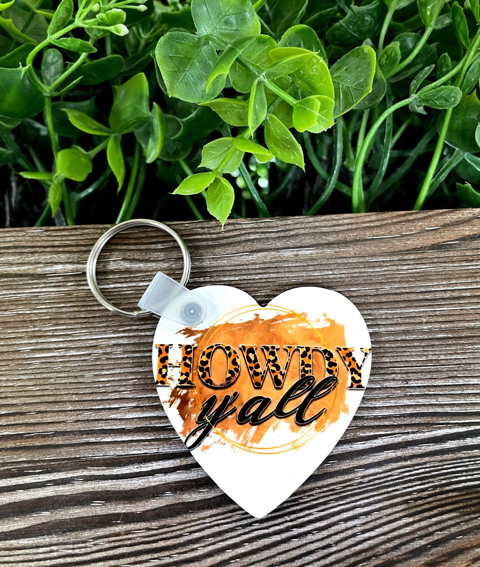 Howdy Y'all, MDF Heart Keychain, , Boho Fun, Country Western - Handmade by Marlayna