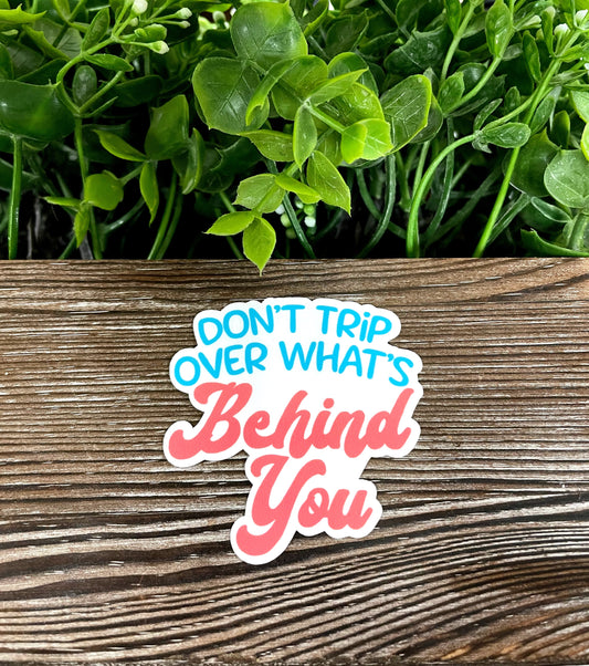 Don't Trip Over What's Behind You, Die Cut Vinyl Sticker, Boho Fun, Water Resistant, Snarky Sarcasm Witty Quote, Funny Saying |Sticker or Magnet