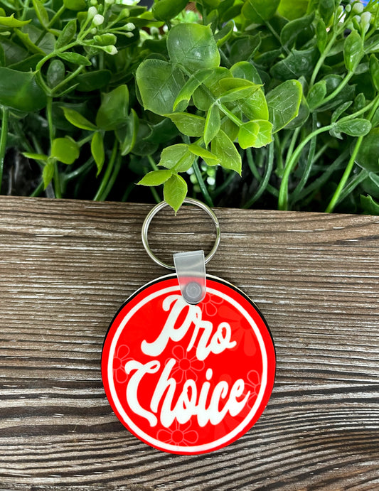 Pro Choice, MDF Round Keychain, , Boho Fun, Human Rights Equality Women Support - Handmade by Marlayna