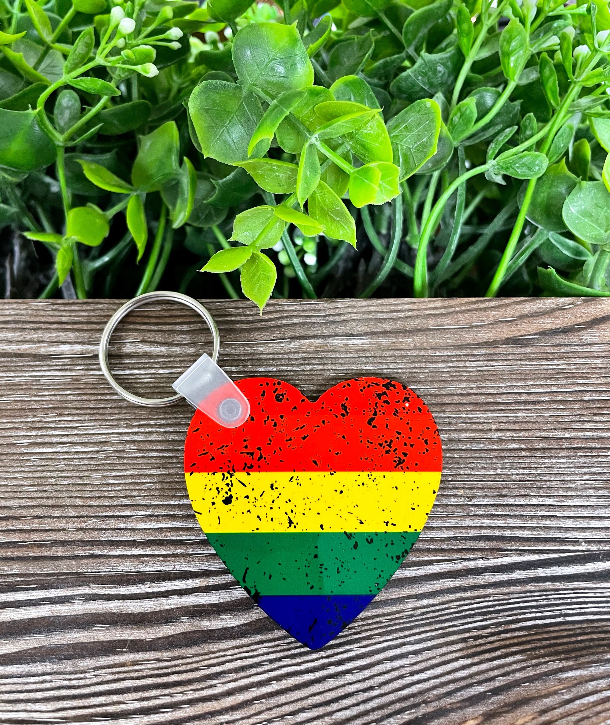 Rainbow Heart, MDF Heart Keychain, , Boho Fun, Human Rights Equality Women Support - Handmade by Marlayna