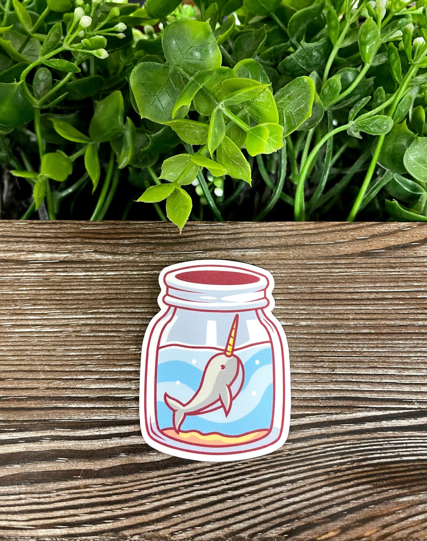 Narwhal in a Mason Jar Sticker |Sticker or Magnet