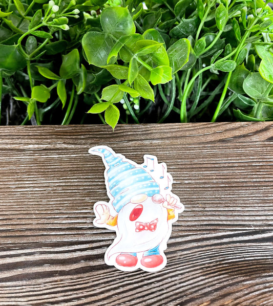 Watercolor Singing Gnome, Die Cut Vinyl Sticker, Boho Fun, Water Resistant, Artsy Creative Hippie |Sticker or Magnet