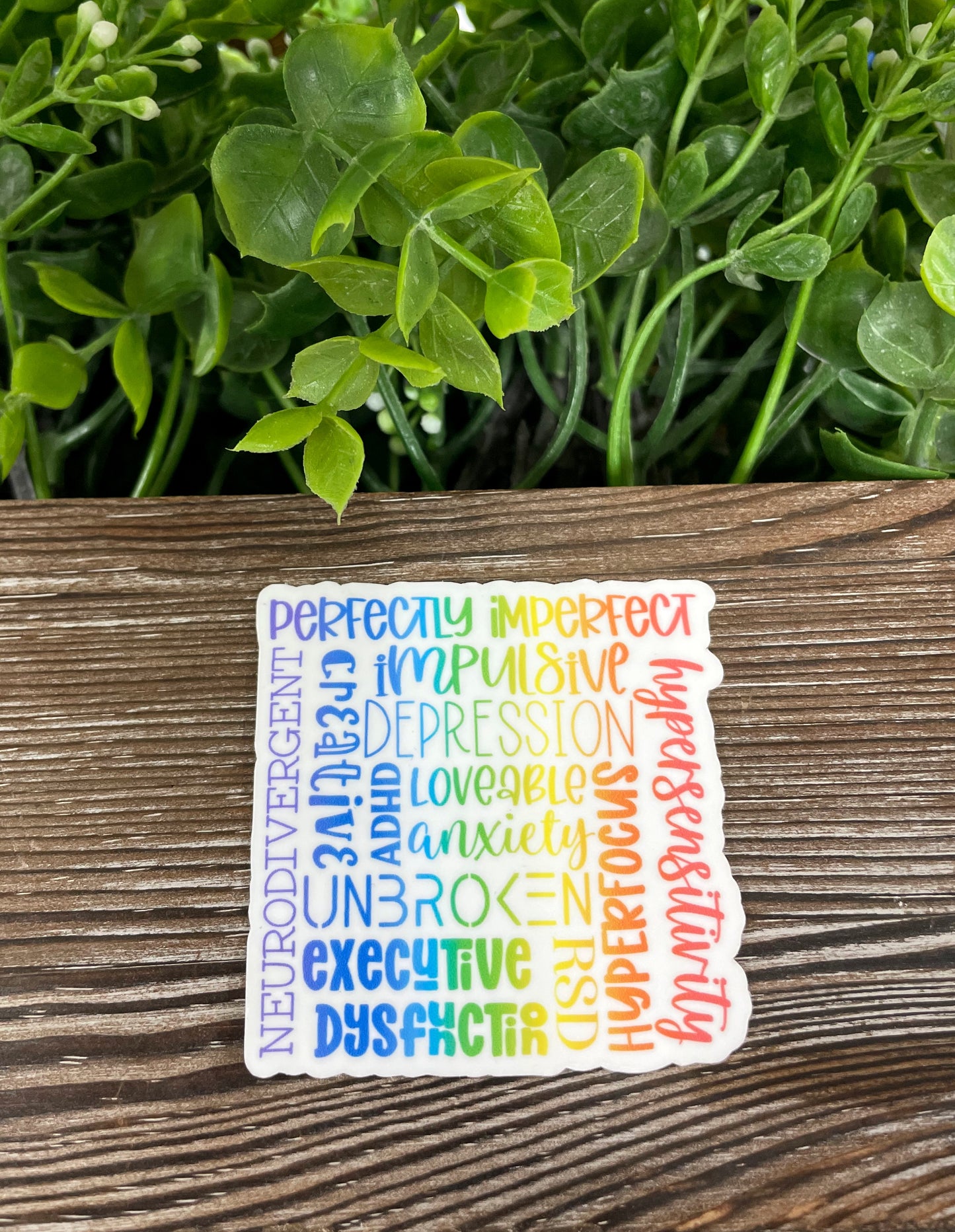 Perfectly Imperfect Sticker, Die Cut Vinyl Sticker, Boho Fun, Water Resistant, Human Rights Equality Women Support, Neurodivergent ADHD |Sticker or Magnet