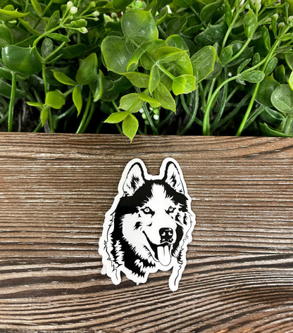 Siberian Huskie Sticker, Silhouette Vinyl Sticker, Boho Fun, Water Resistant, Dog Mom Animal Lover, Pet Breed |Sticker or Magnet