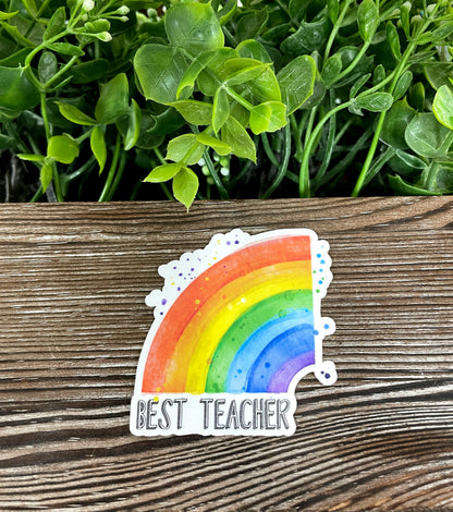 Best Teacher Sticker, Rainbow |Sticker or Magnet
