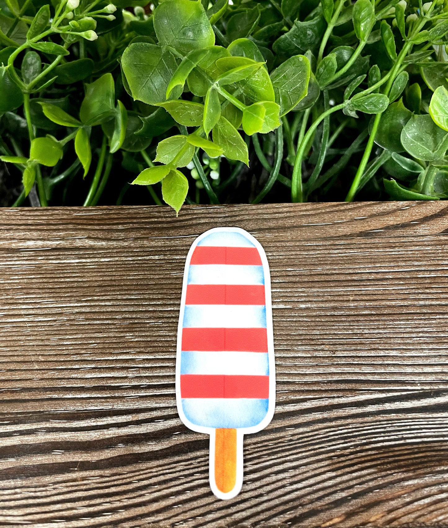 Patriotic Sticker, Red Striped Popsicle, Die Cut Vinyl Sticker, Boho Fun, Water Resistant, Fourth of July, America |Sticker or Magnet