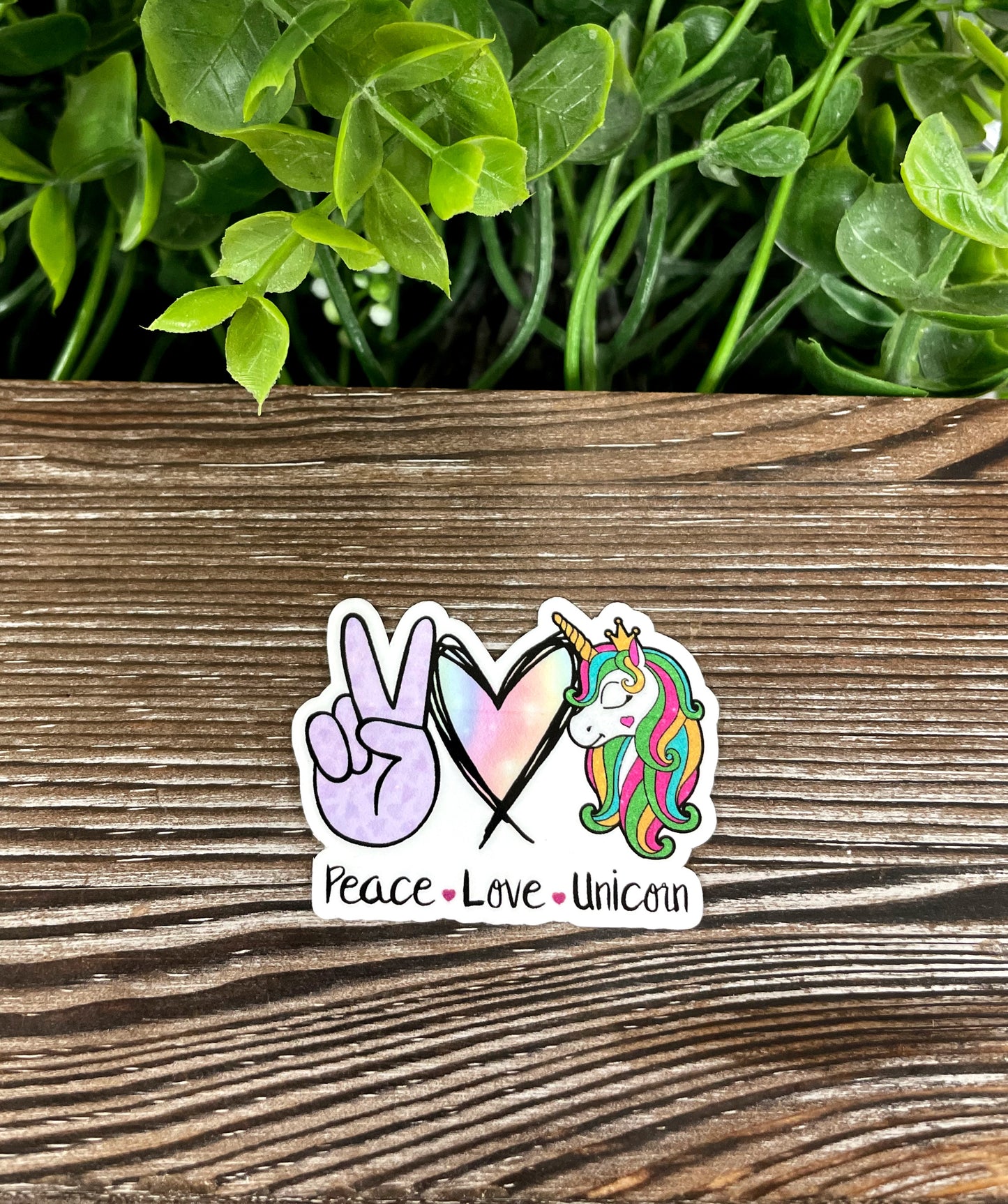 Peace Love Unicorn Sticker, Die Cut Vinyl Sticker, Boho Fun, Water Resistant, Fairy Tale Princess |Sticker or Magnet
