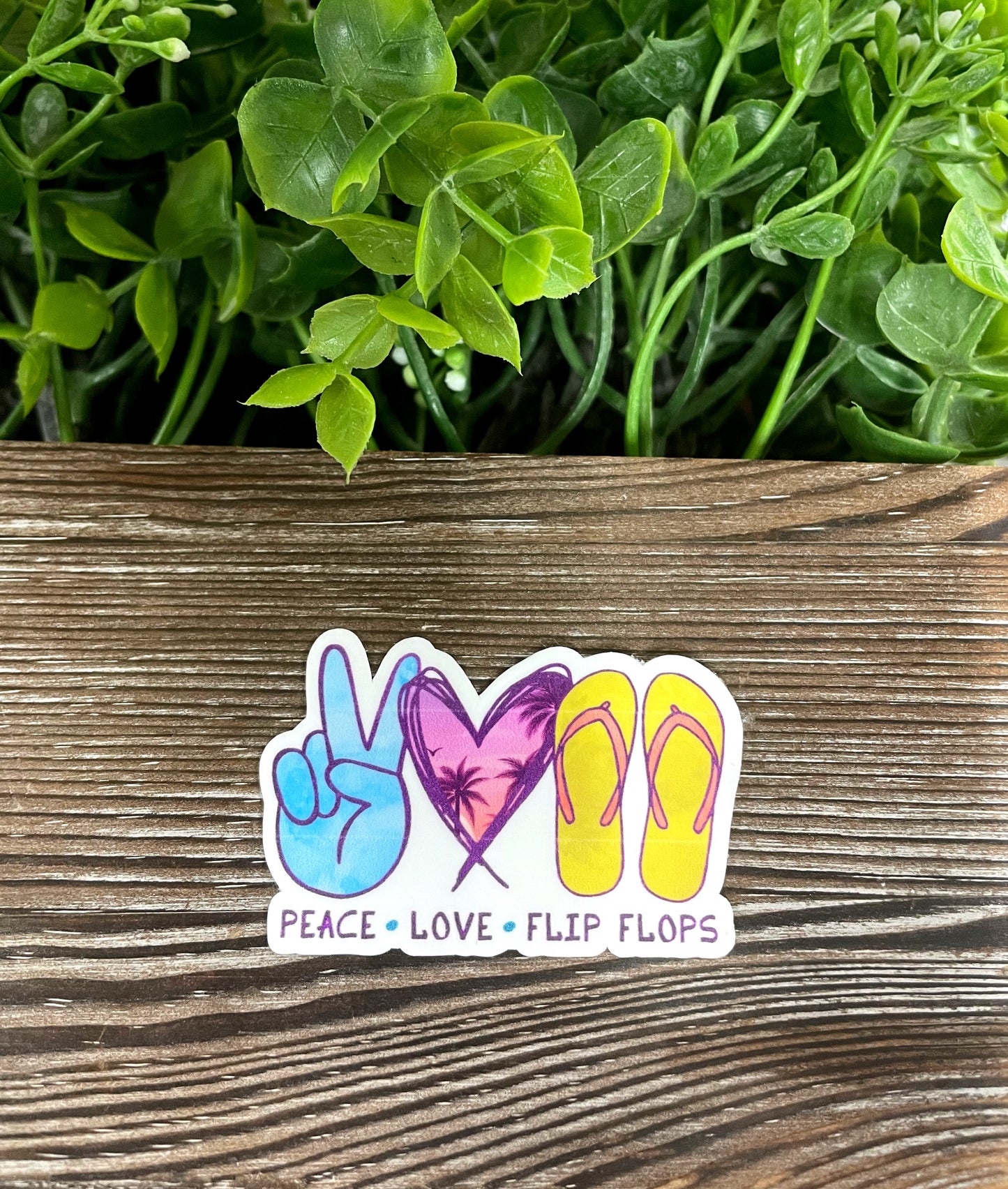 Peace Love Flip Flops Sticker, Die Cut Vinyl Sticker, Boho Fun, Water Resistant, Summer Time, Tropical Pool |Sticker or Magnet