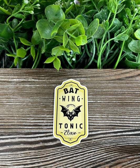Bat Wing Tonic Elixir, Die Cut Vinyl Sticker, Boho Fun, Water Resistant, Halloween Spooky Bottle Label |Sticker or Magnet