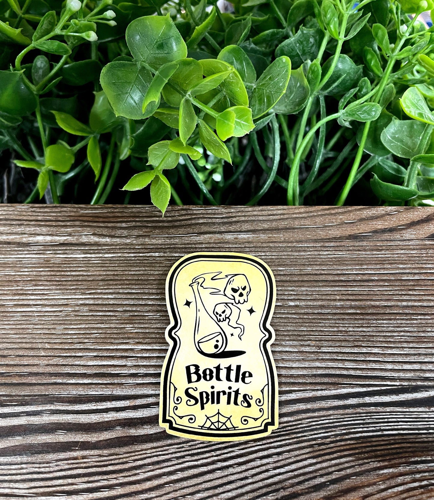 Bottle Spirits Ghosts, Die Cut Vinyl Sticker, Boho Fun, Water Resistant, Halloween Spooky Bottle Label |Sticker or Magnet