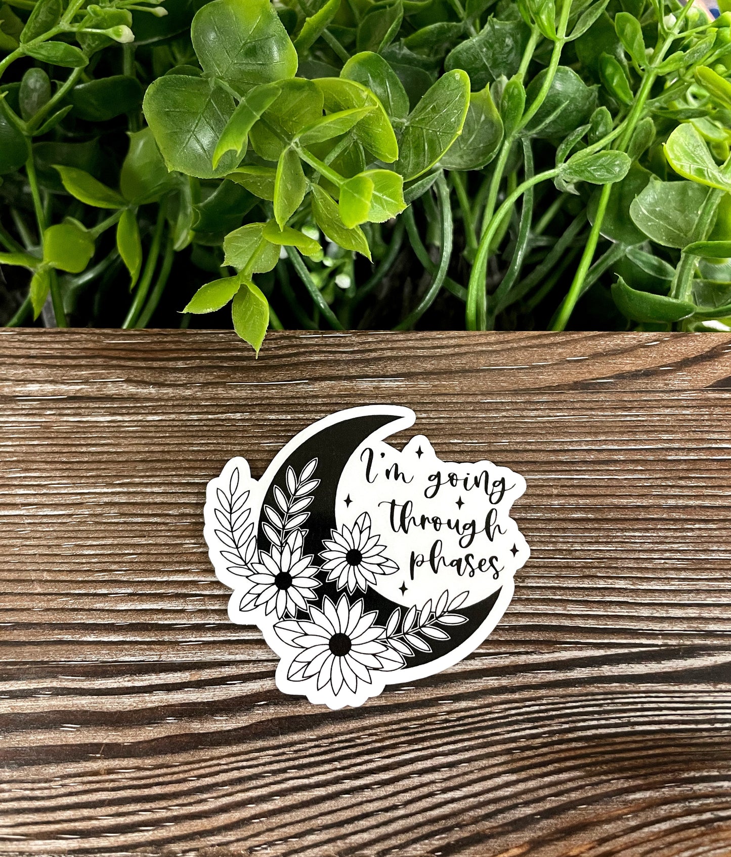 I'm Going Through Phases, Crescent Moon, Die Cut Vinyl Sticker, Boho Fun, Water Resistant, Night Sky Moon Space |Sticker or Magnet