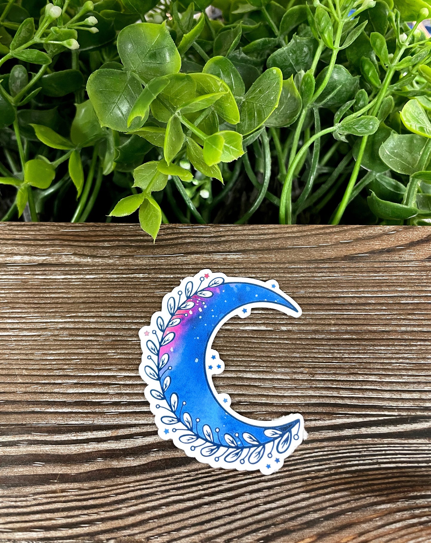 Floral Crescent Moon Sticker |Sticker or Magnet