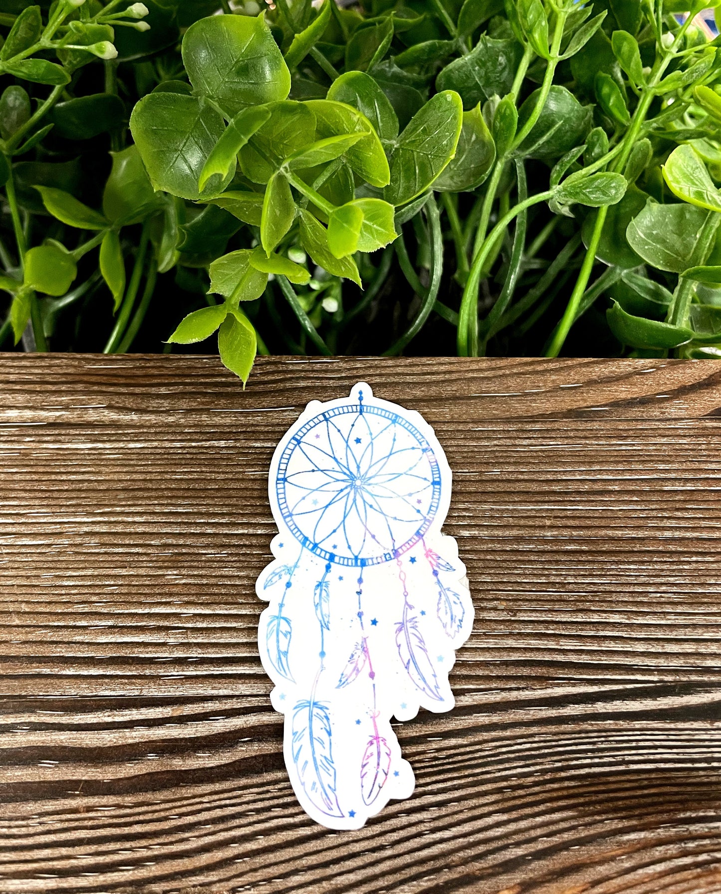Watercolor Dreamcatcher w/ Feathers, Die Cut Vinyl Sticker, Boho Fun, Water Resistant, Mystical Witchy Magic, Blue and Purple |Sticker or Magnet