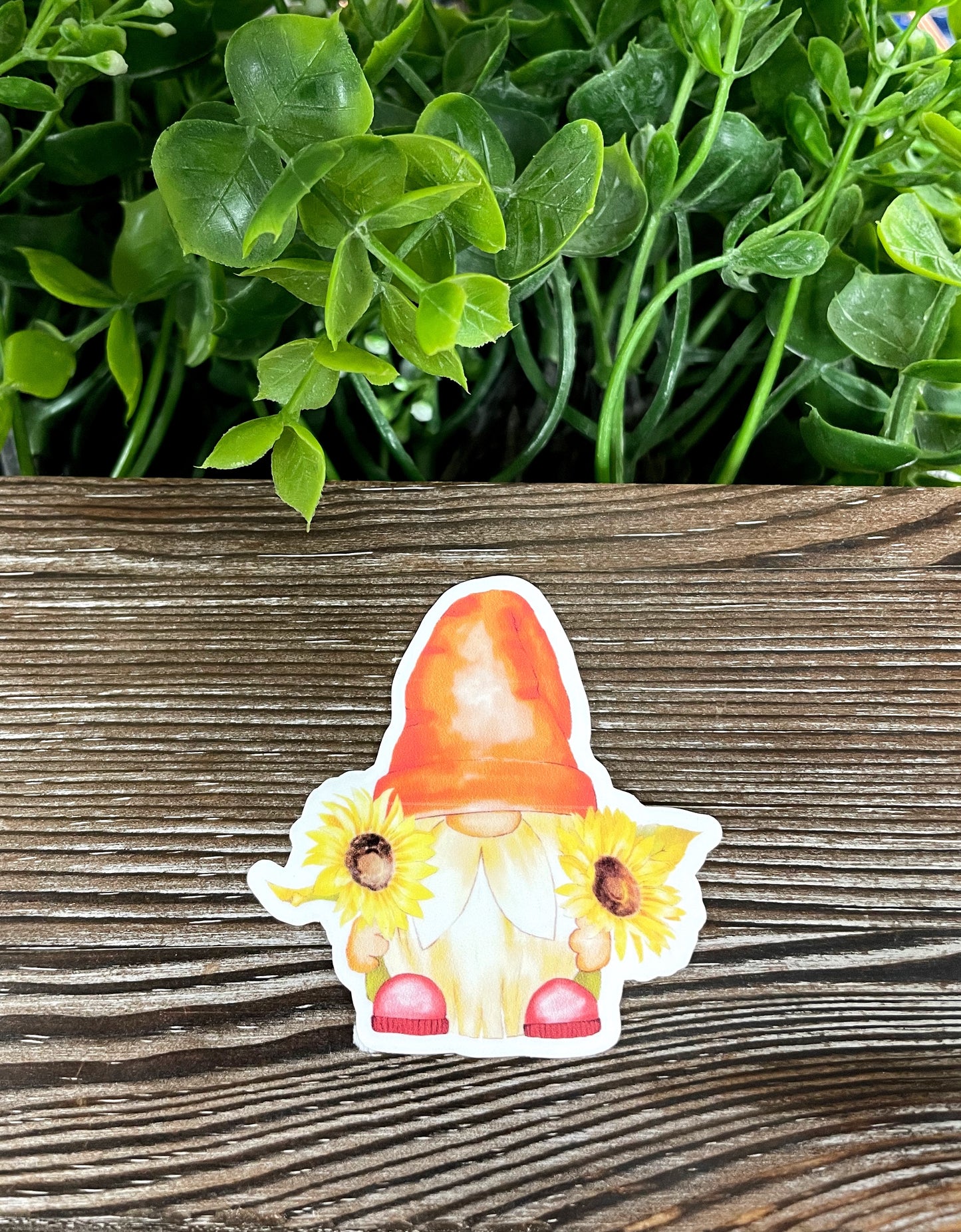 Fall Gnome Sunflowers, Die Cut Vinyl Sticker, Boho Fun, Water Resistant, Fall Season Orange Autumn |Sticker or Magnet