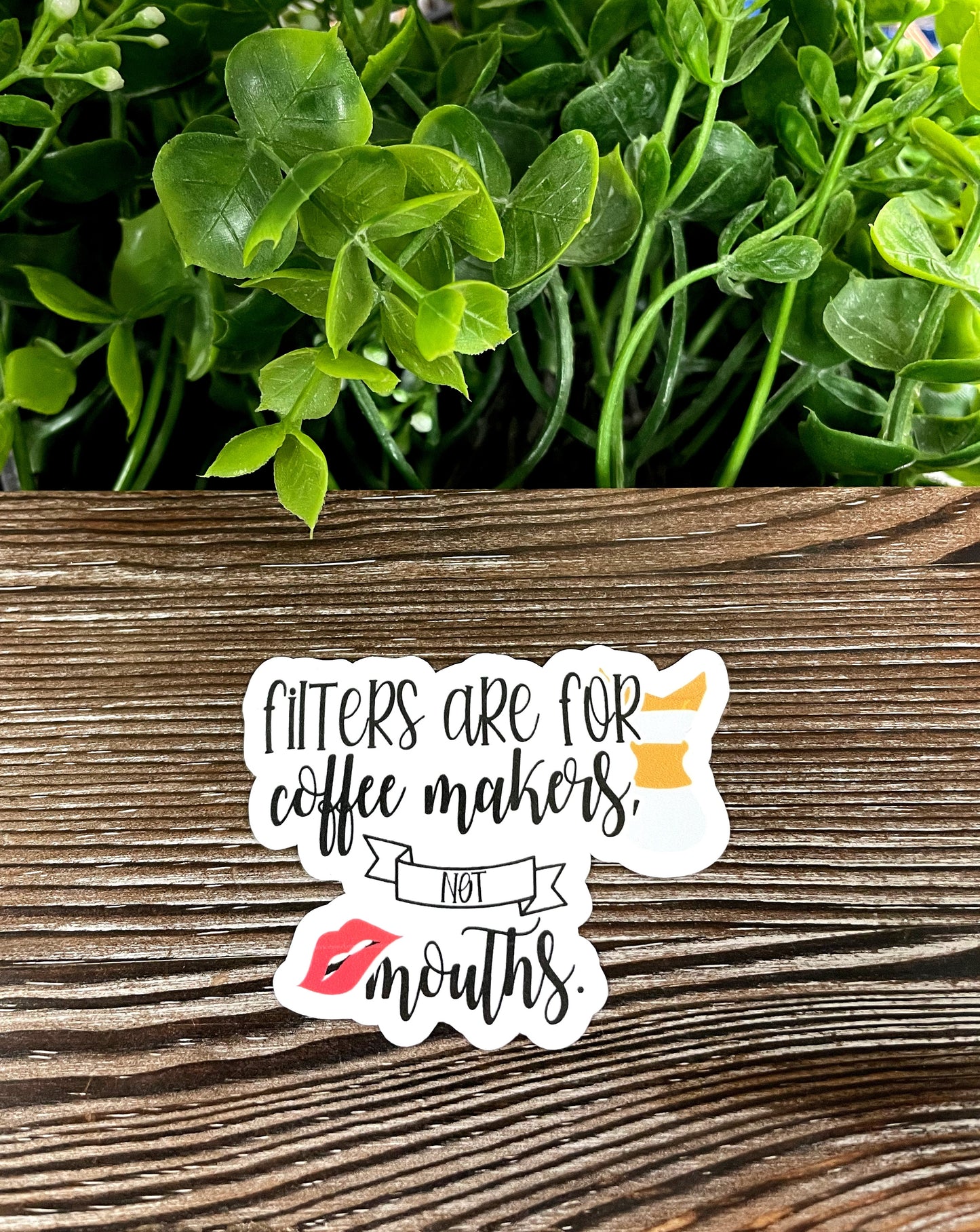 Filters are for Coffee Makers not Mouths, Die Cut Vinyl Sticker, Boho Fun, Water Resistant, Snarky Sarcasm Witty Quote, Funny Saying |Sticker or Magnet