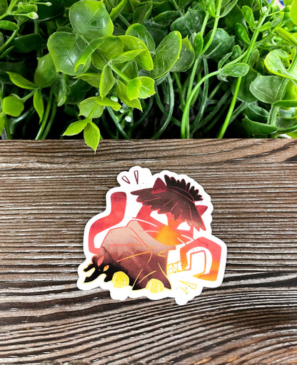 Halloween Orange Cat w/ Robes, Die Cut Vinyl Sticker, Boho Fun, Water Resistant, Spooky |Sticker or Magnet