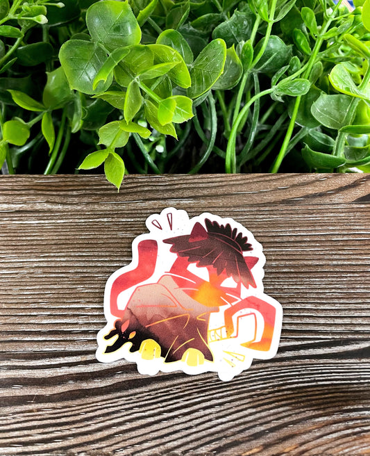 Halloween Orange Cat w/ Robes, Die Cut Vinyl Sticker, Boho Fun, Water Resistant, Spooky |Sticker or Magnet