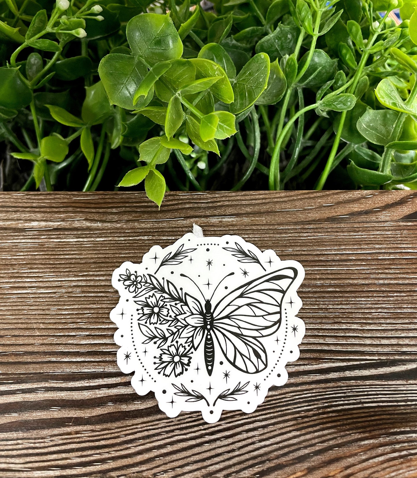 Butterfly w/ Flower Wing, Die Cut Vinyl Sticker, Boho Fun, Water Resistant, Mystical Witchy Magic |Sticker or Magnet