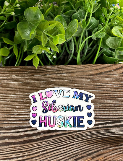 Siberian Huskie Sticker, Die Cut Vinyl Sticker, Galaxy Pattern, Boho Fun, Water Resistant, Dog Mom Animal Lover, Pet Breed |Sticker or Magnet