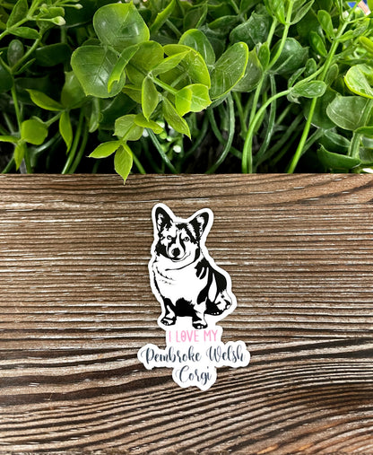 I Love my Pembroke Welsh Corgi Sticker, Dog Breed |Sticker or Magnet