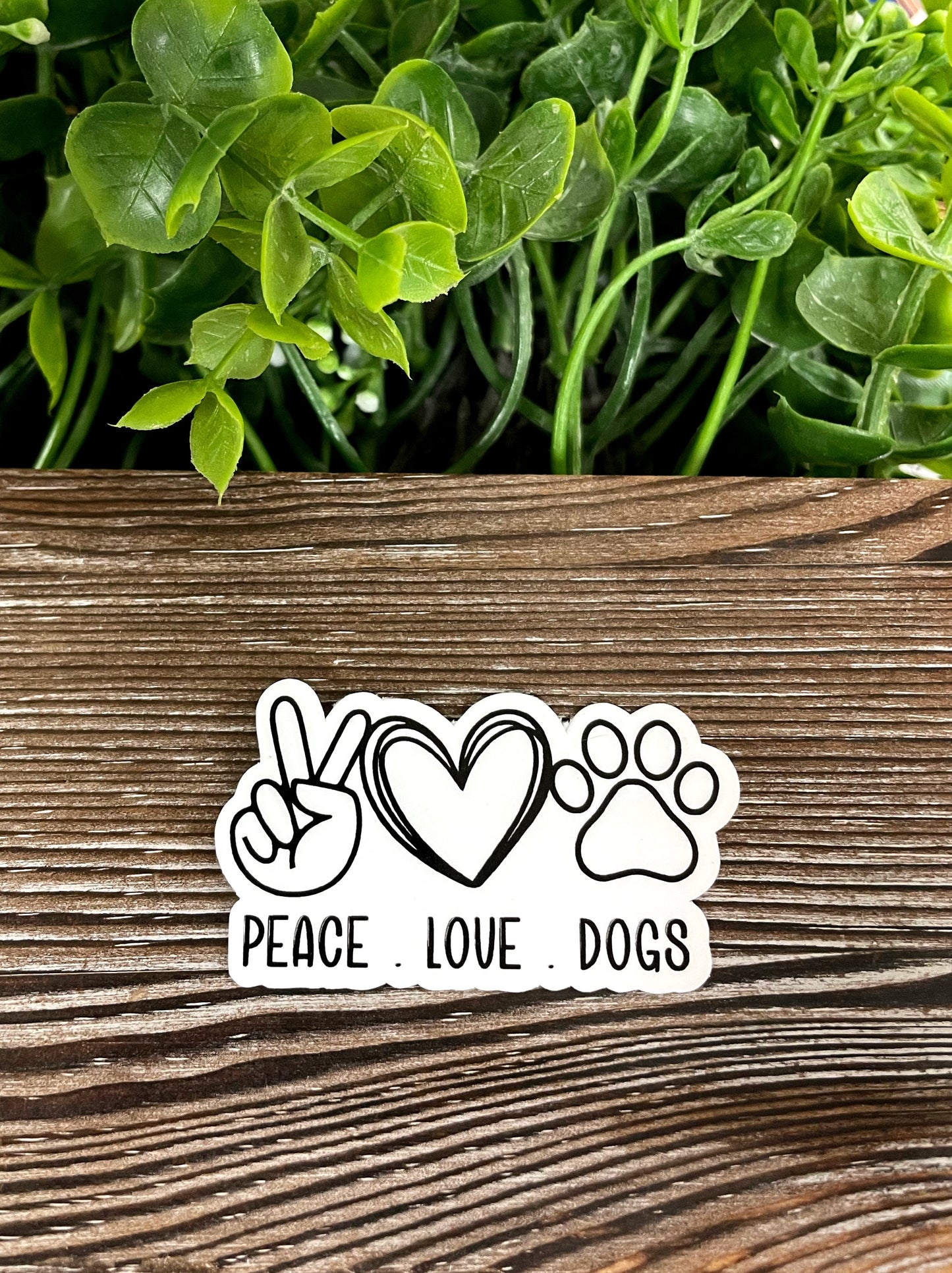 Peace Love Dogs Sticker, Die Cut Vinyl Sticker, Boho Fun, Water Resistant, Dog Mom Animal Lover |Sticker or Magnet