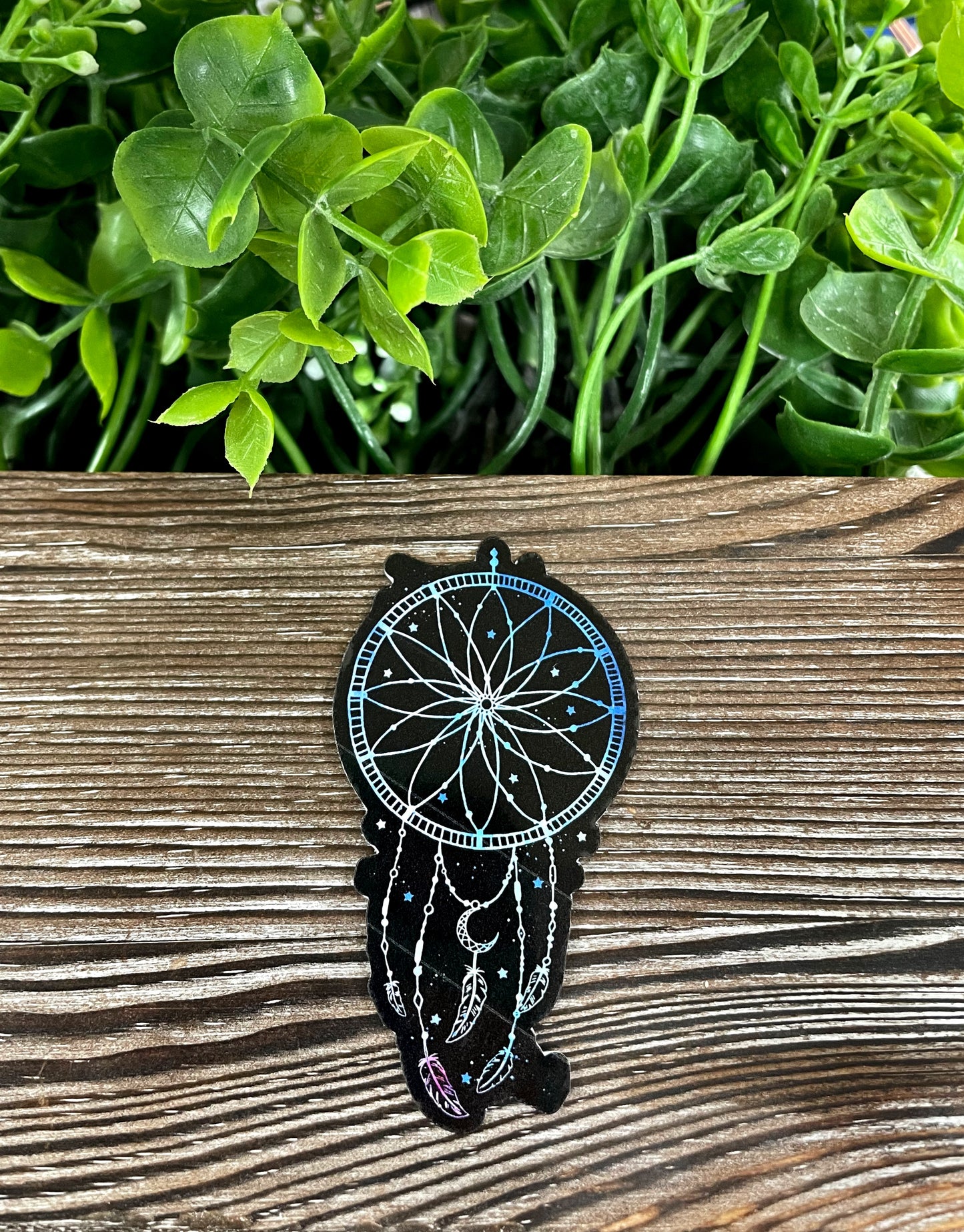Watercolor Dreamcatcher w/ Feathers, Die Cut Vinyl Sticker, Boho Fun, Water Resistant, Mystical Witchy Magic, Black background |Sticker or Magnet