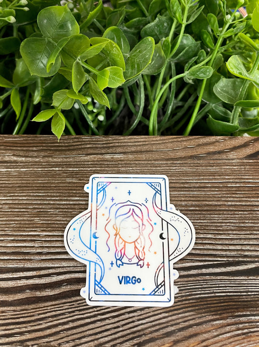 Virgo Astrological Tarot Card, Die Cut Vinyl Sticker, Boho Fun, Water Resistant, Mystical Witchy Magic, Astrology Sign |Sticker or Magnet